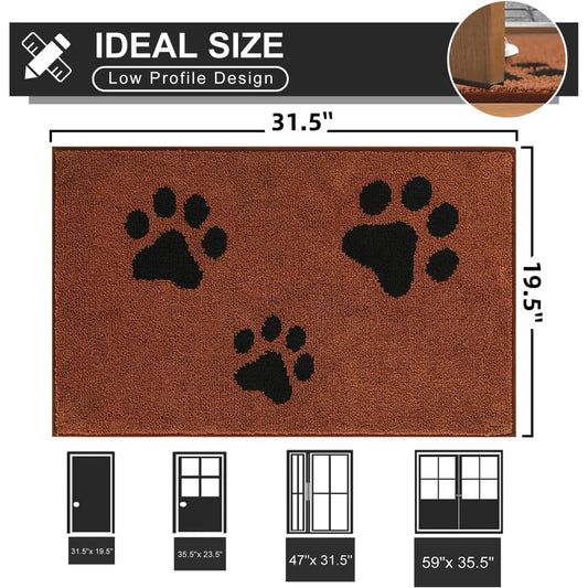 Front Door Mat, Bathroom RugDirt-Trapping Doormat for Muddy Paws, Absorbent Mud Mat for Dogs, Non-Slip Washable Entrance Mat, Indoor Use for Front Door or Entryway, 31.5\